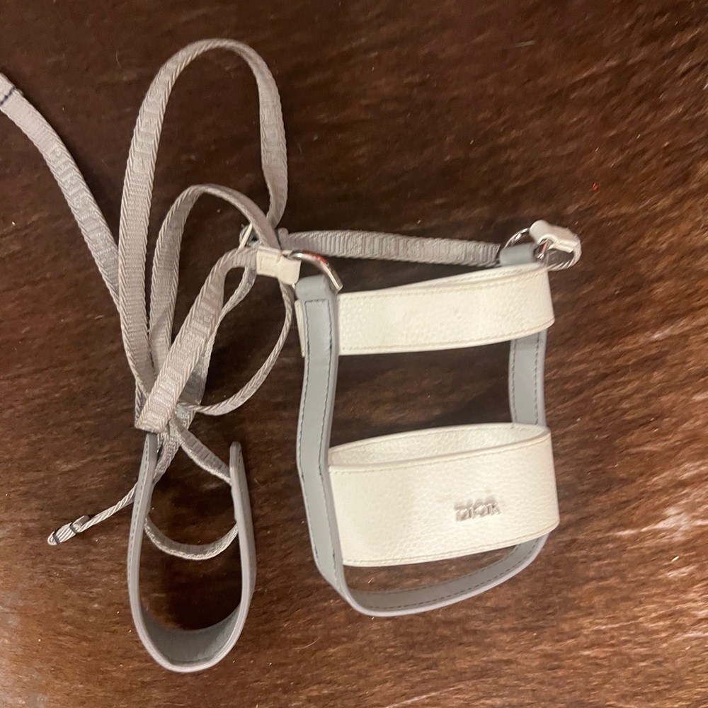 Christian Dior White and Gray Crossbody water bottle holder bag